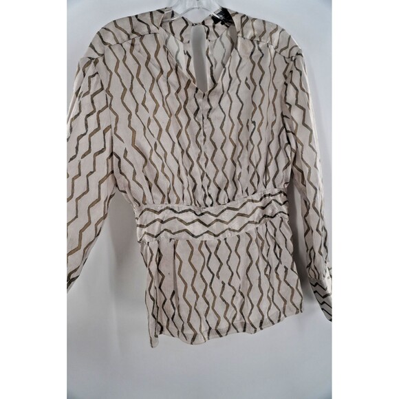 Isabel Marant Siasi 100% Silk Blouse in Beige Bohemian Chic Long Sleeve Size 42 - Picture 12 of 15